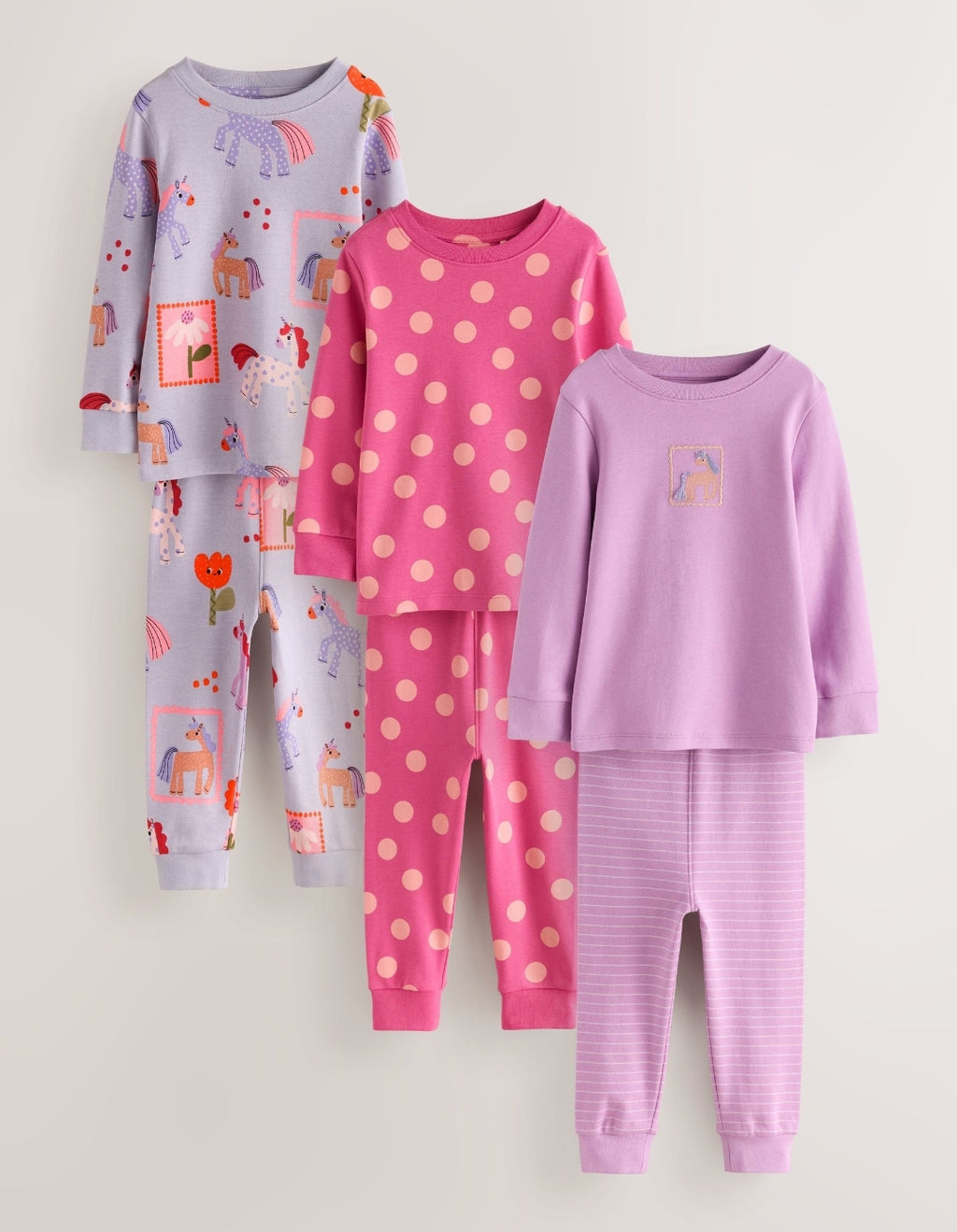 Lilac Purple Unicorn Snuggle Pyjamas 3 Pack