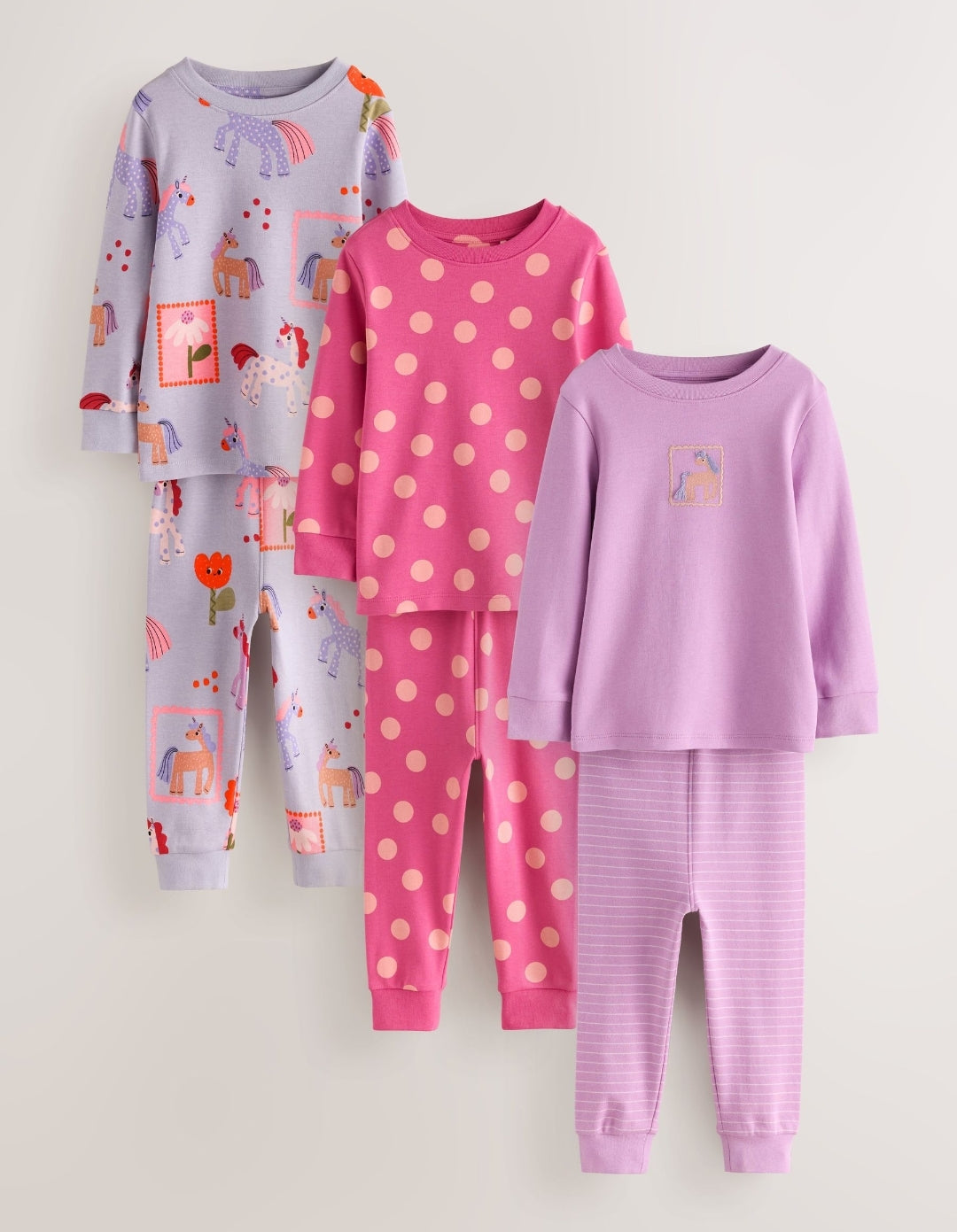 Lilac Purple Unicorn Snuggle Pyjamas 3 Pack