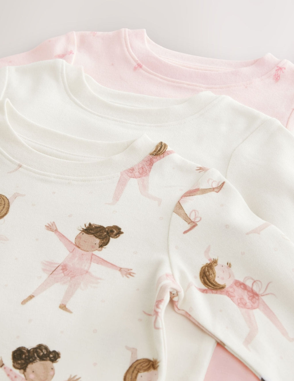Pink/Cream Ballerina Snuggle Pyjamas 3 Pack