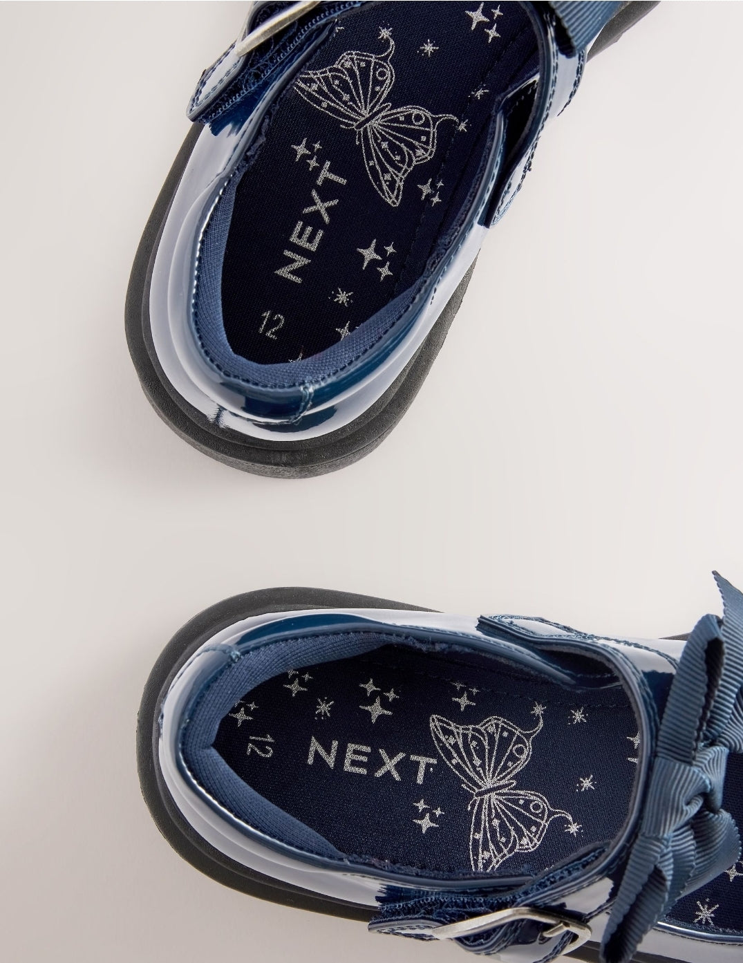 Navy Patent Standard Fit (F) Bow Chunky Mary Jane School Shoes