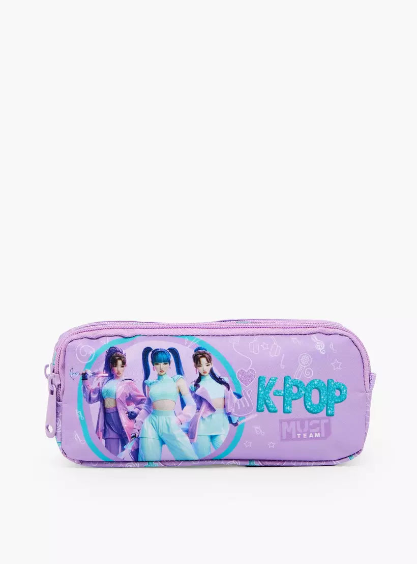 MustTeam KPop Demon Hunters Print Pencil Pouch with 2 Compartments