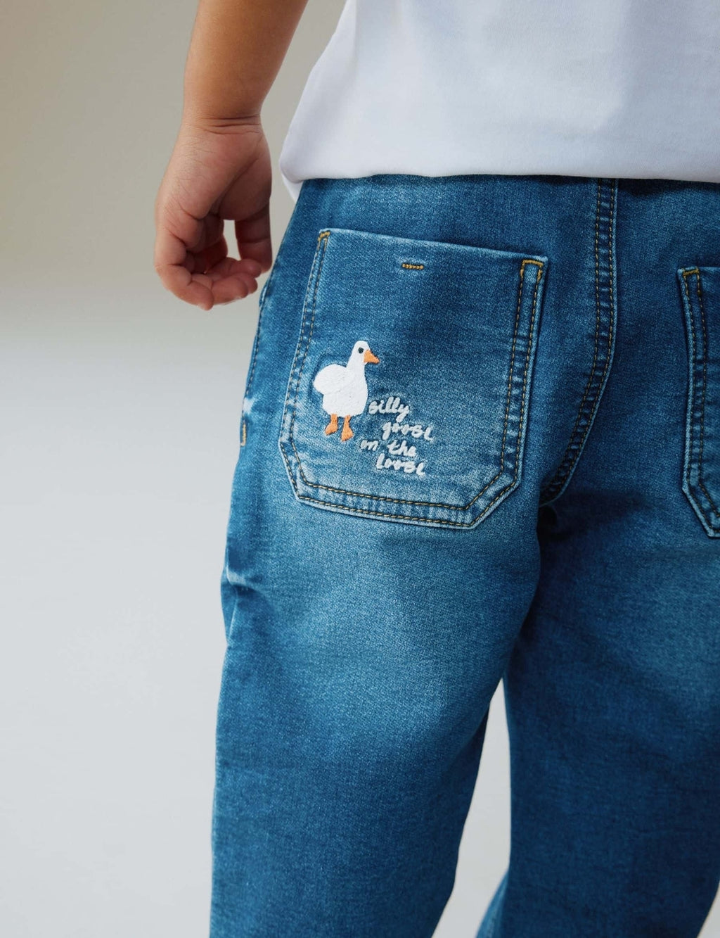 Mid Blue Farm Character Loose Fit Jeans