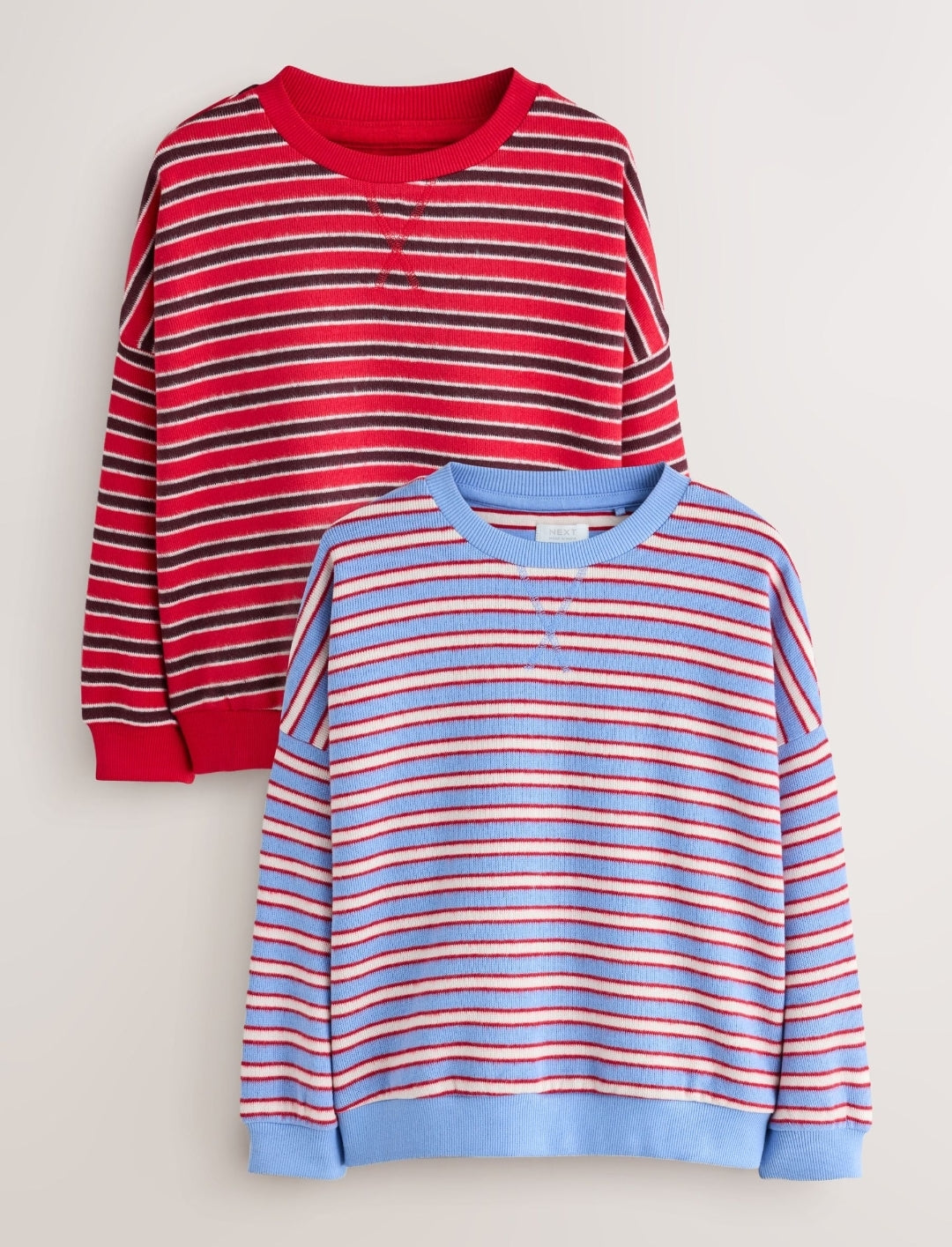 Red/ Blue Stripe Cosy Rib Sweatshirts 2Pack