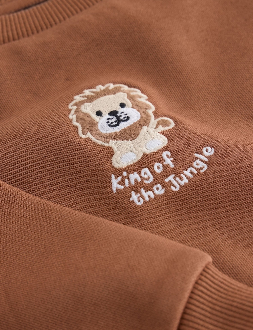 Rust Brown Lion Printed Crew Neck Sweat Top