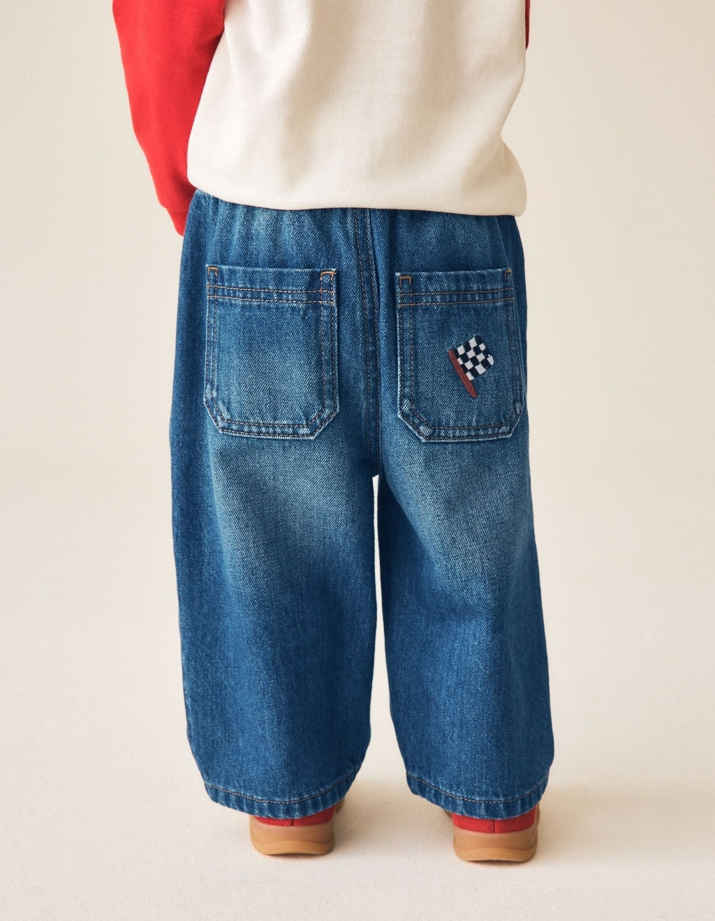 Mid Blue Denim Car Wide Fit Jeans