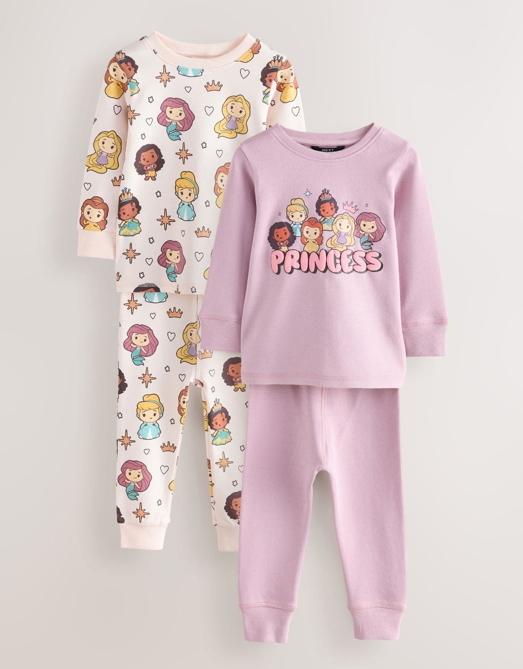 Mauve/Cream Disney Princess Snuggle Pyjamas 2 Pack