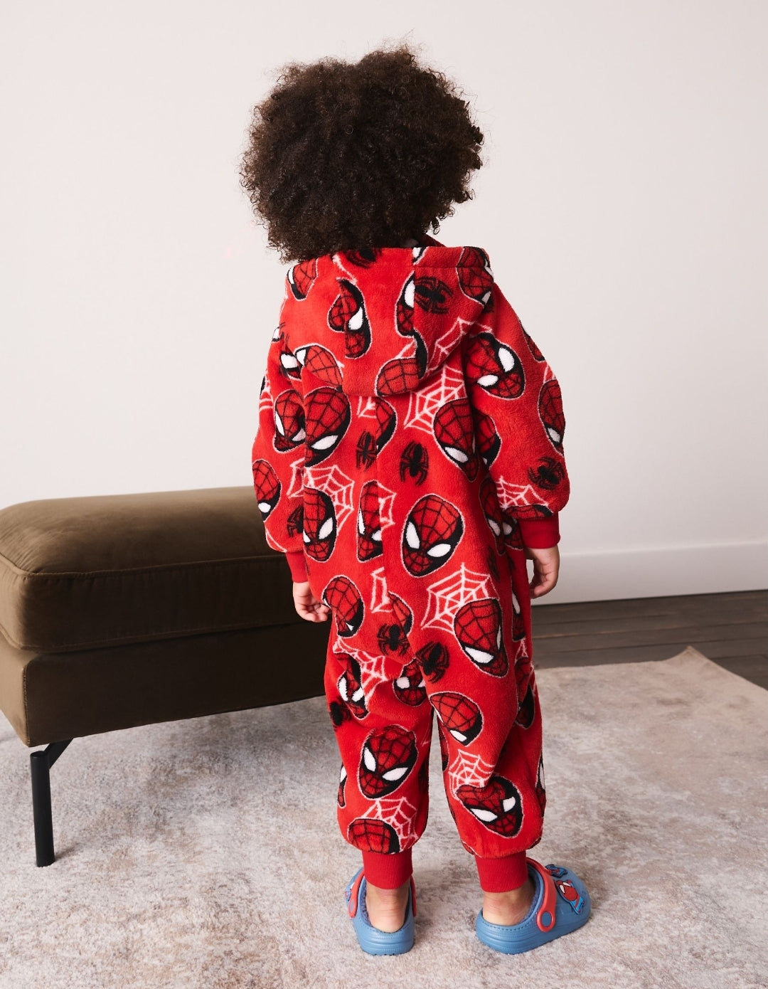 Red All Over Spiderman Fleece All In-One