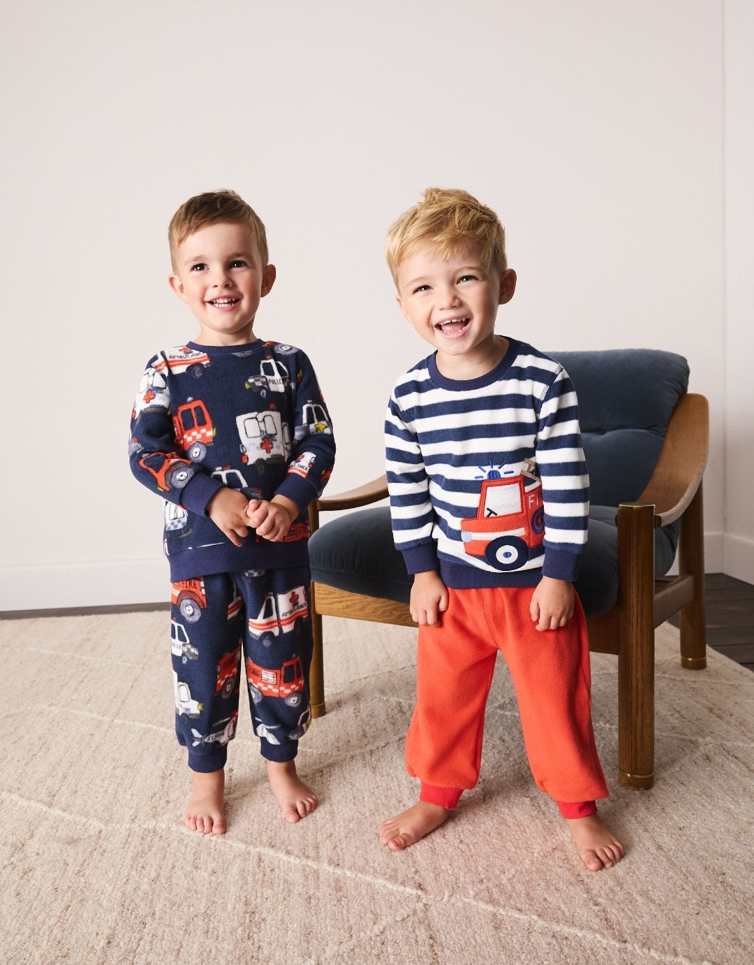 Navy Emergency Vehicles Cosy Fleece Pyjamas 2 Pack
