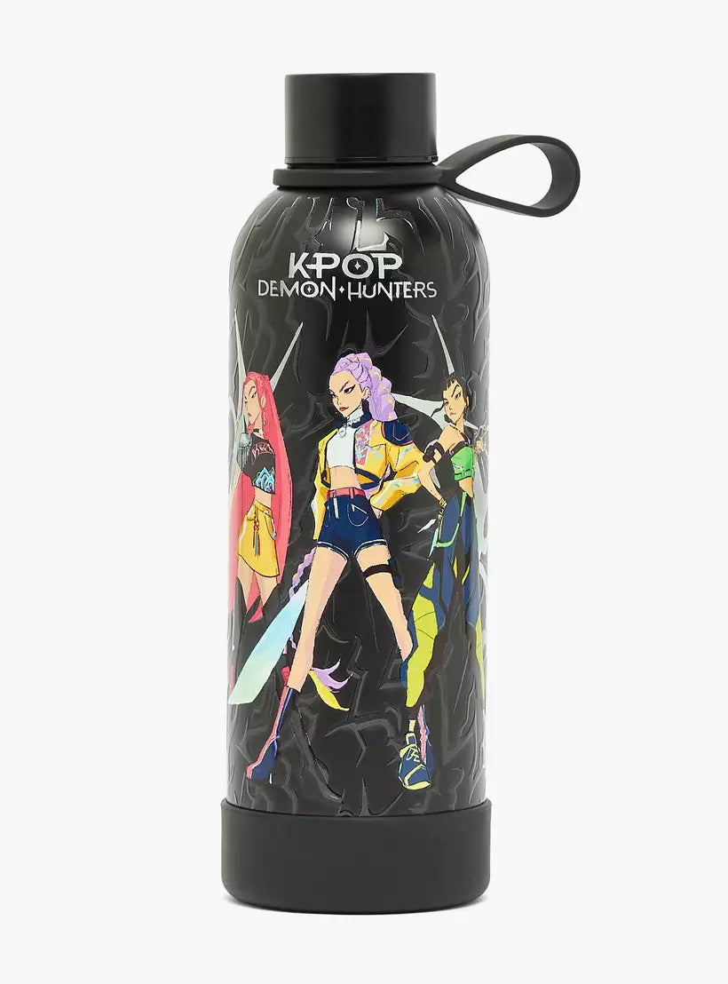 Netflix KPop Demon Hunters Print Stainless Steel Water Bottle with Wide Mouth and Carry Loop