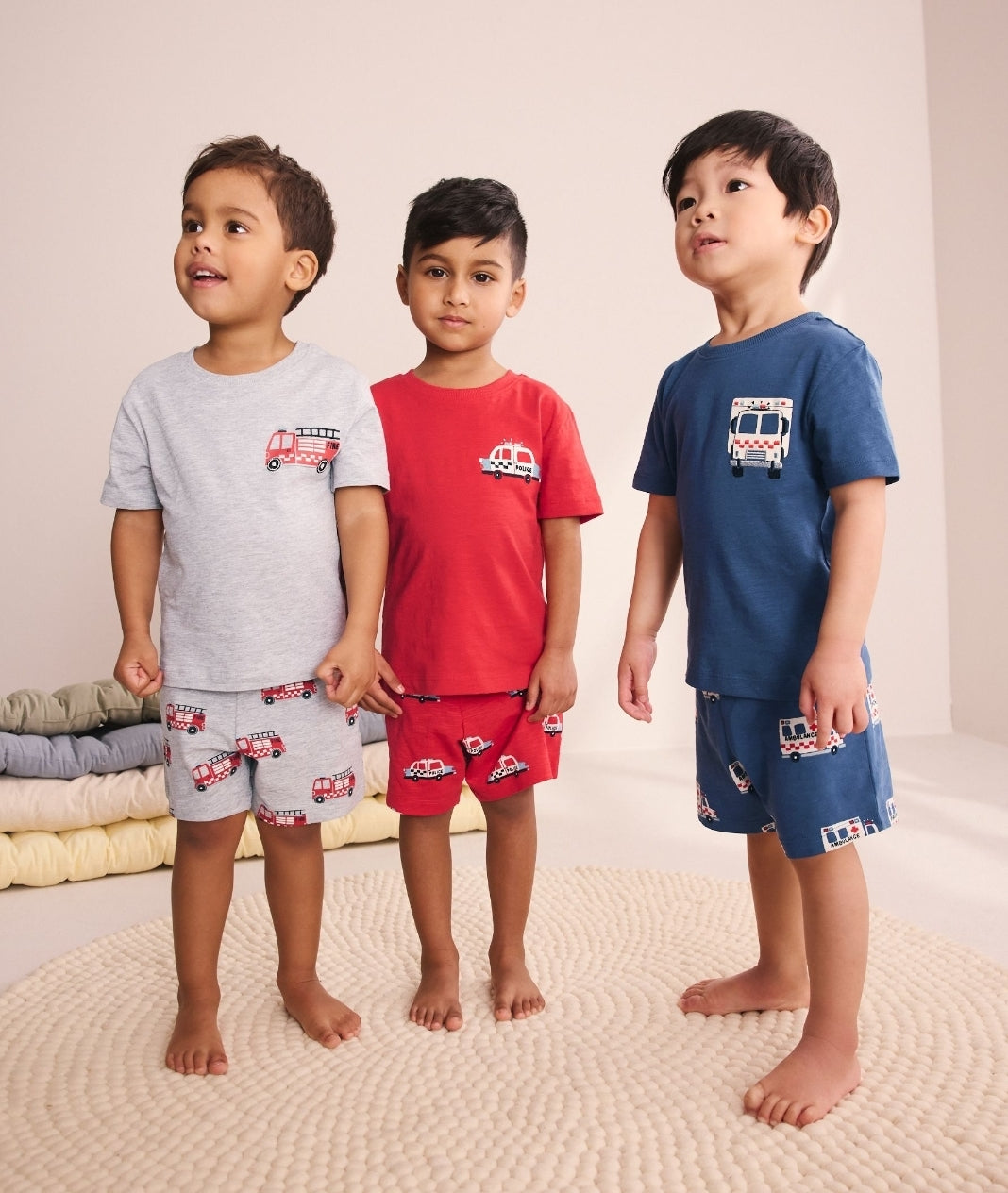 Red/Blue/Grey Emergency
Vehicles Short Pyjamas 3 Pack