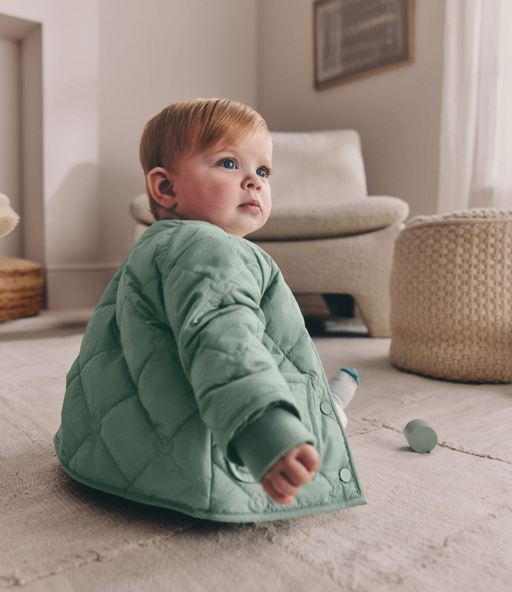 Sage Green Tulip Quilted Nylon
Baby Jacket