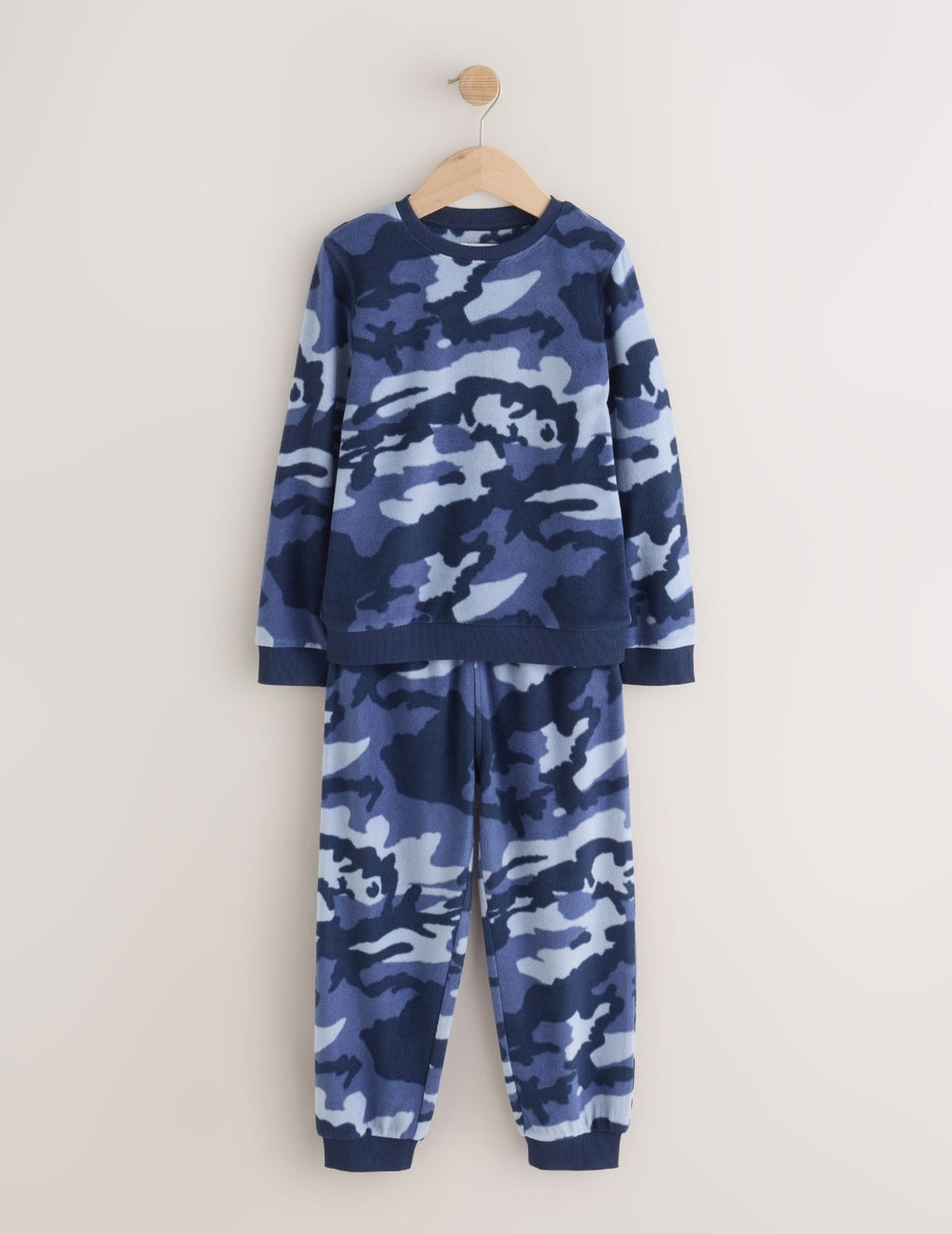 Blue Camo Printed Cosy Fleece Pyjamas