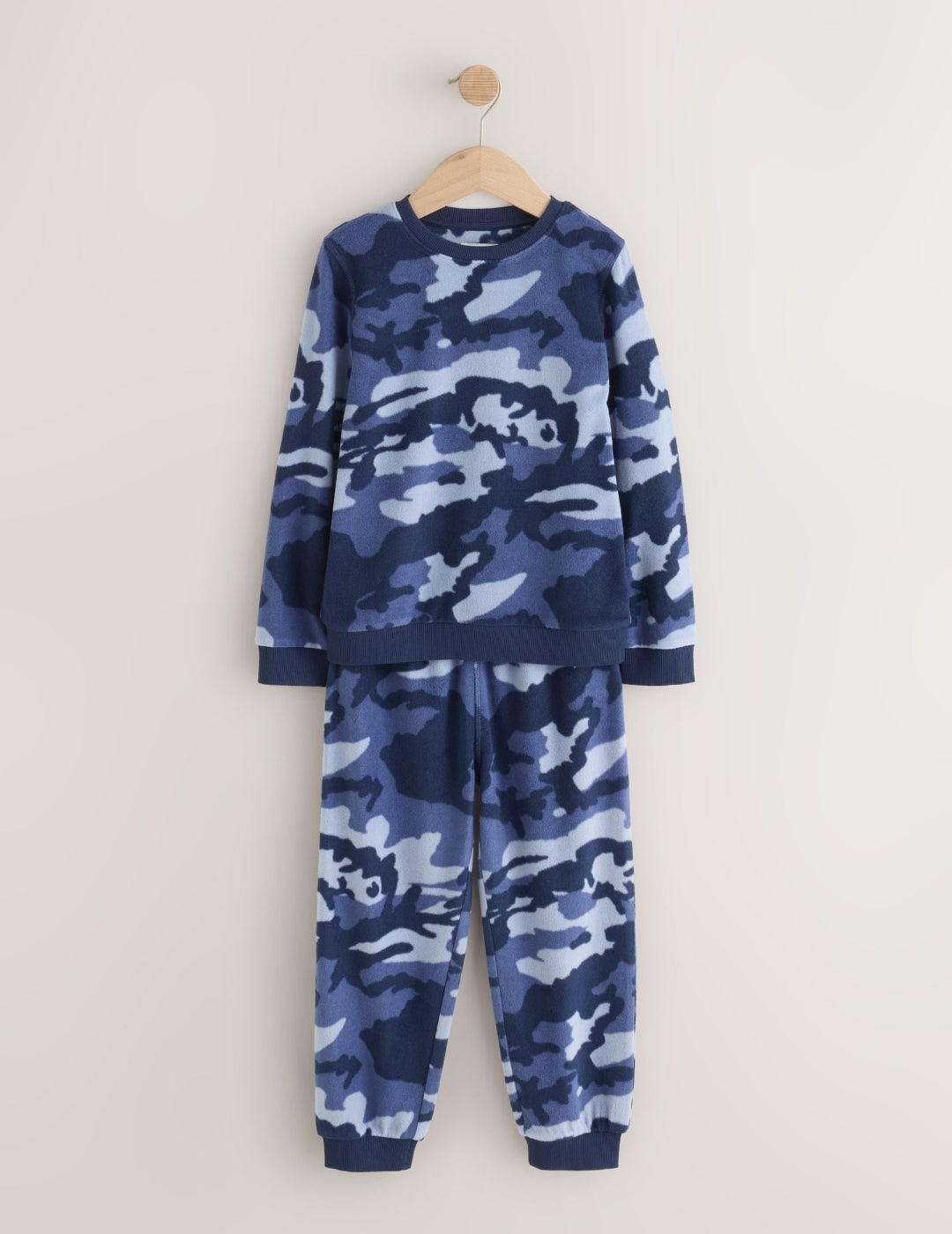 Blue Camo Printed Cosy Fleece Pyjamas
