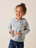 Blue Rabbit and Mouse Collar Cardigan