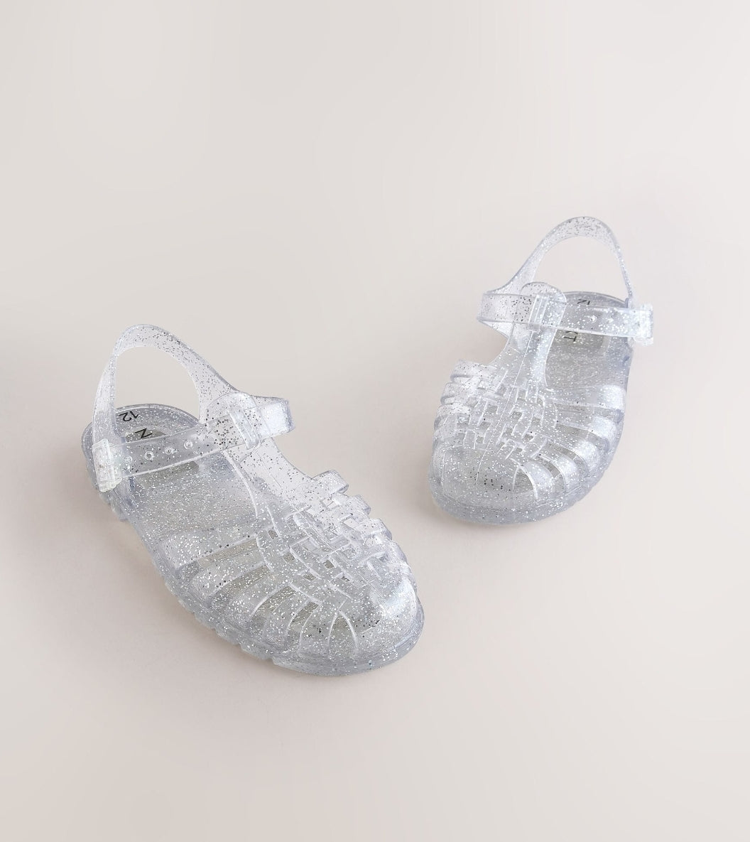 Silver Glitter Jelly Sandals
