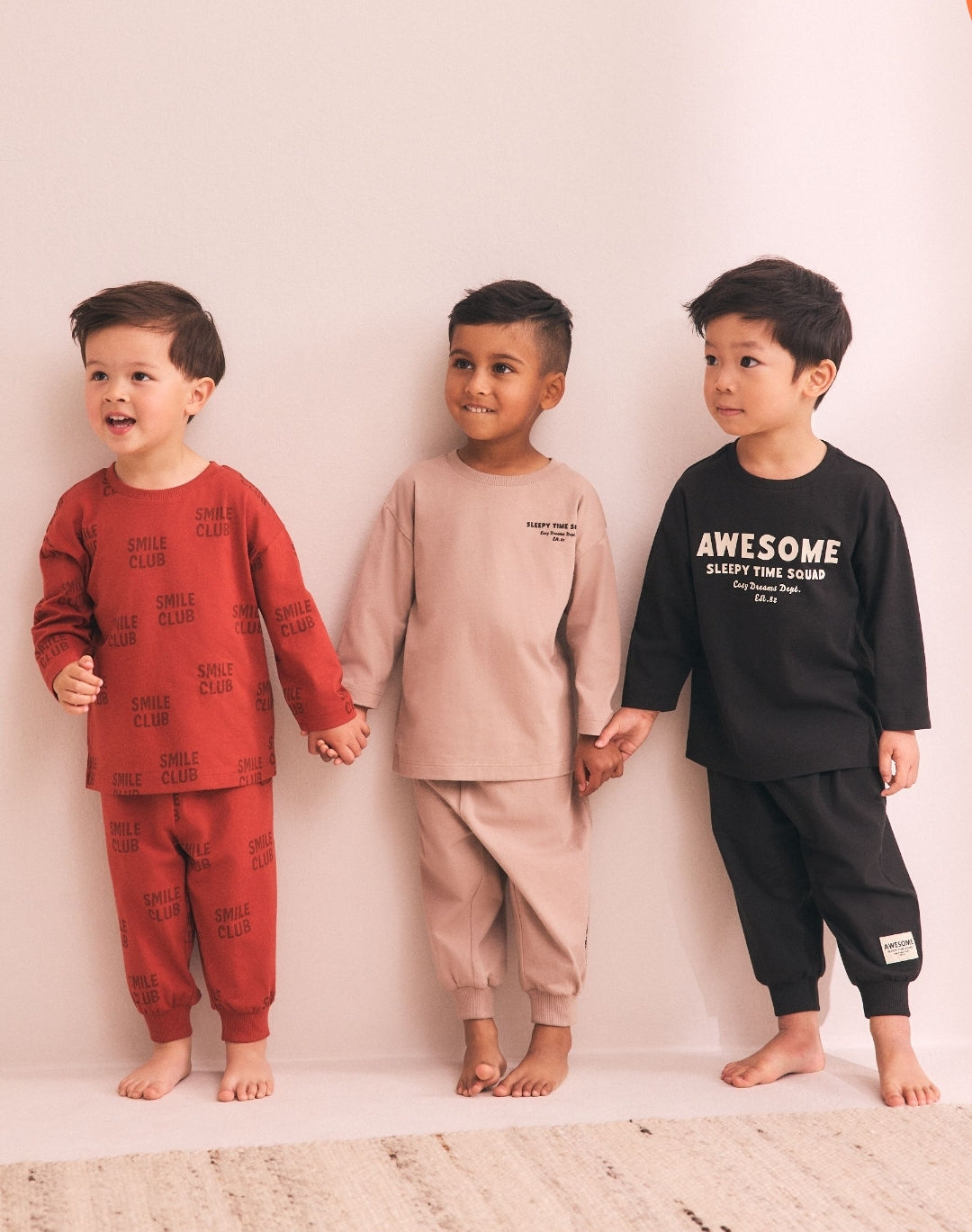 Black/Red/Stone Oversized Pyjamas 3Pack