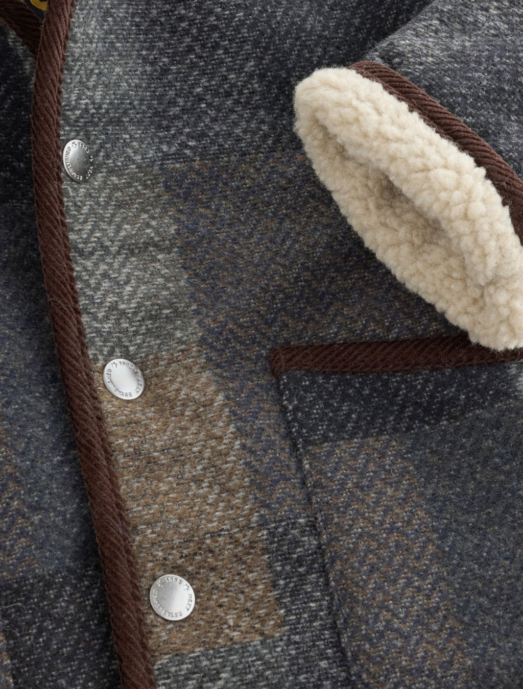 Multi Check Borg Collar Jacket