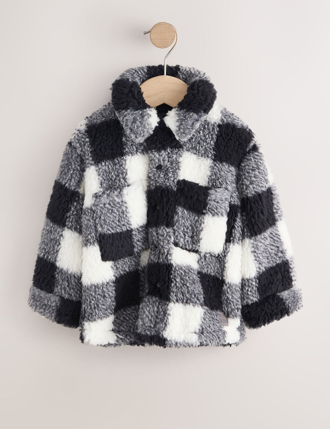 Black/White Check Borg Fleece Shacket