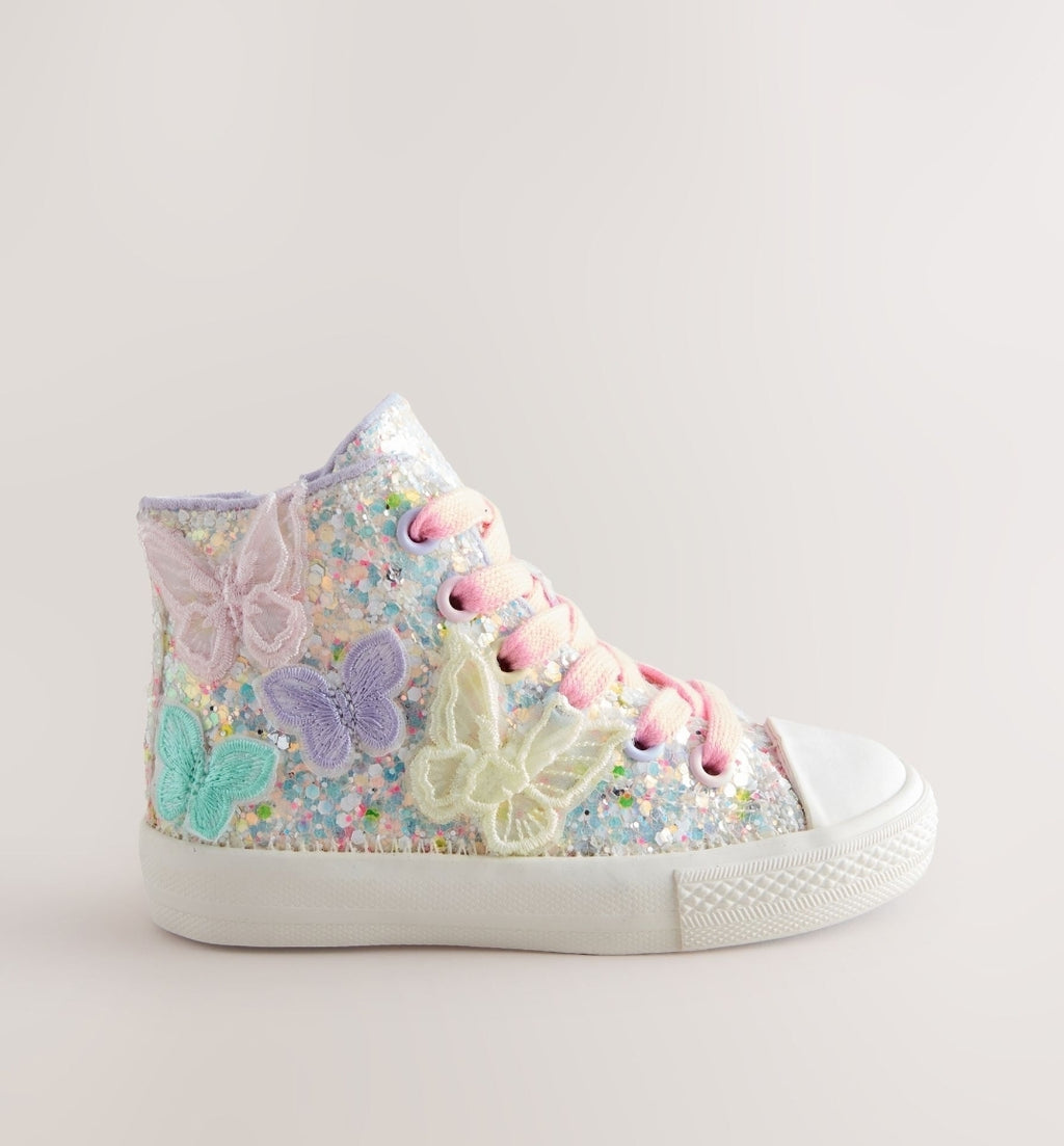 Multi Pastel Glitter Butterfly High
Top Trainers