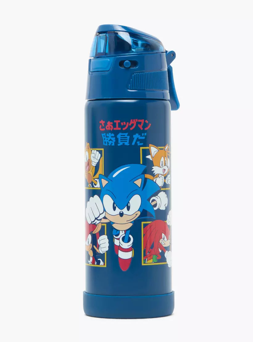 Hollywood Magic Sonic Print Stainless Steel Water Bottle with Spout and Lid