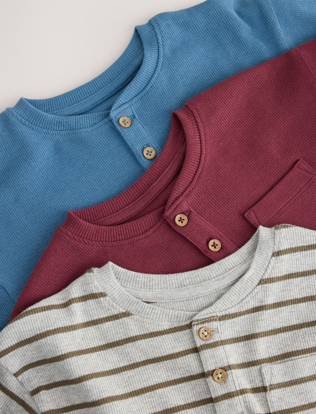 Blue/Grey/Maroon Snuggle Pyjamas Set 3 Pack
