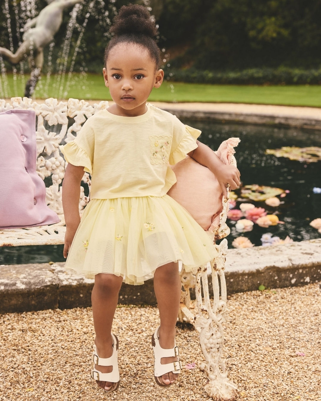 Yellow Embroidered Top & Skirt Set