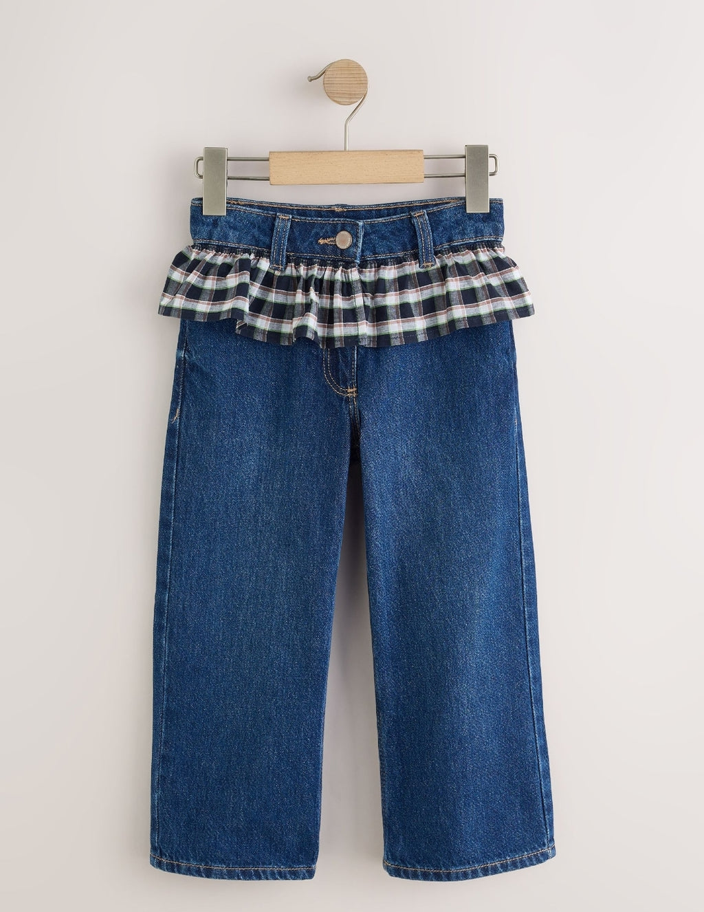 Blue Check Denim Peplum Wide Leg
Jeans