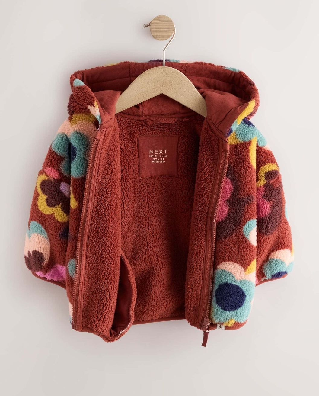 Brown Flower Zip Up Fleece