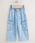 Bleach Denim Pull On Cargo Jeans
