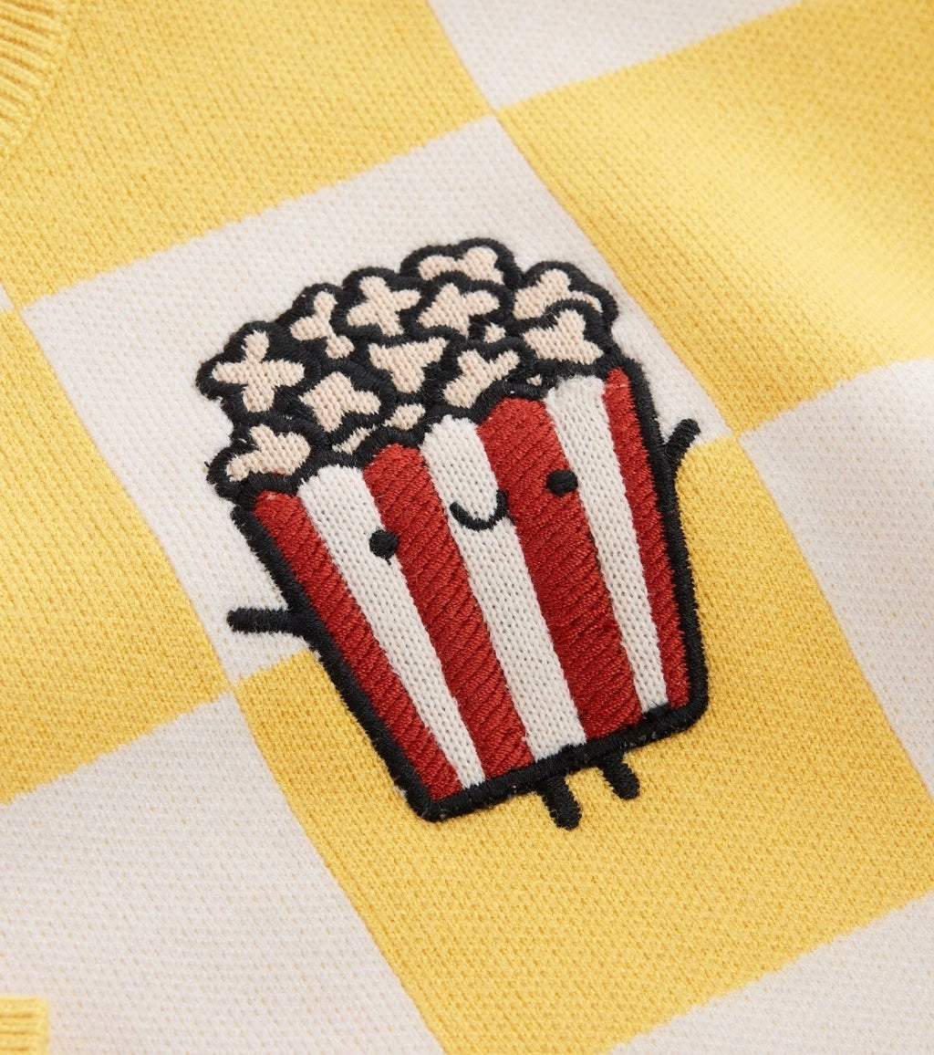 Yellow Popcorn Knitted Crew Neck Jumper