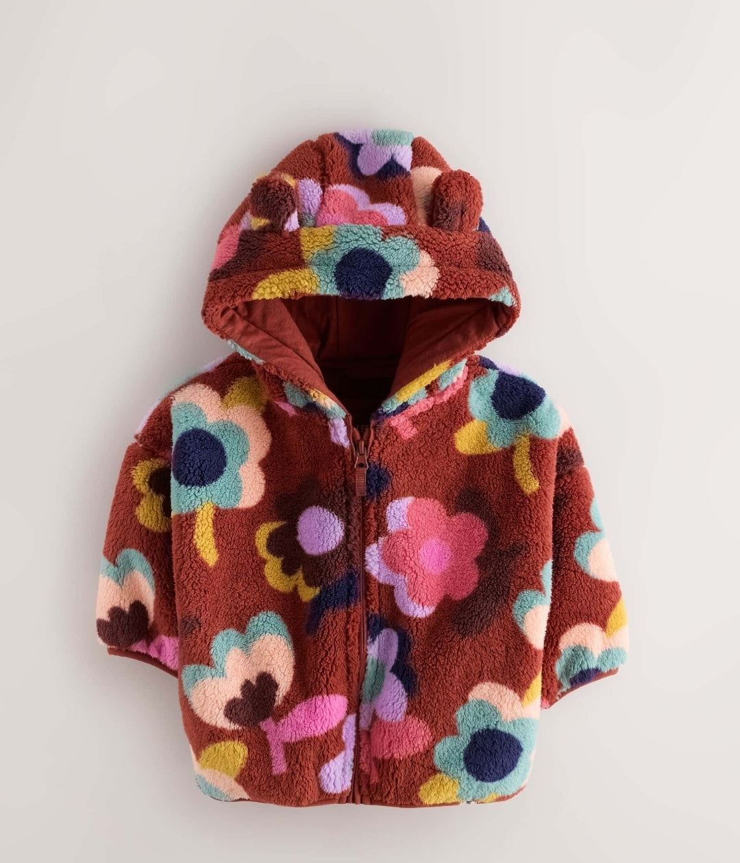 Brown Flower Zip Up Fleece