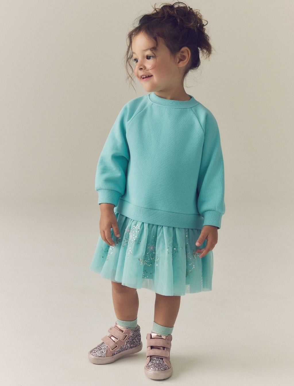 Ecru Moon Long Sleeve Sweat Dress