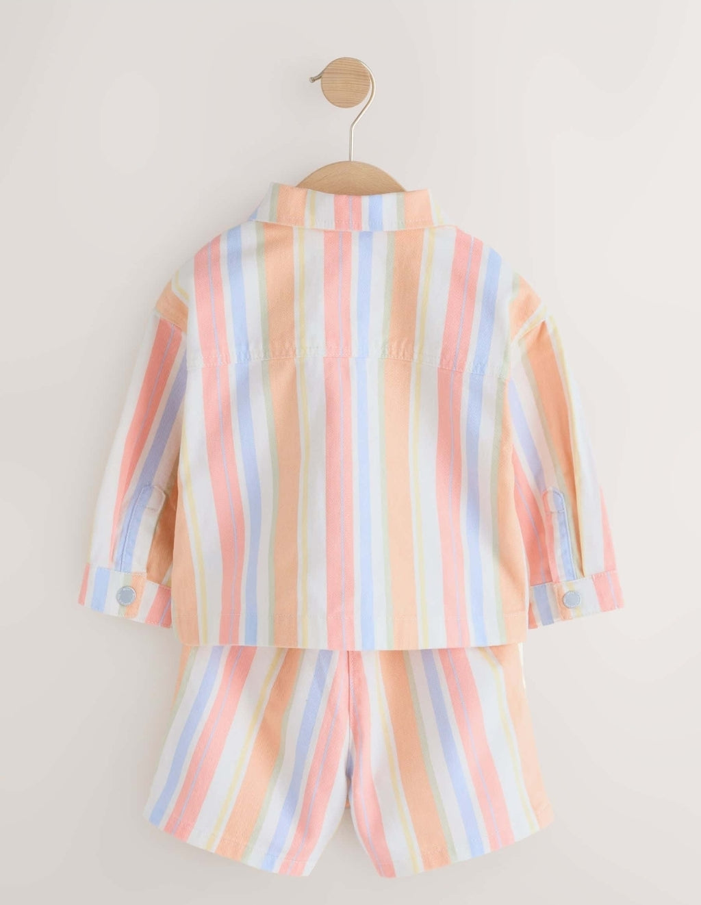 Multi Stripe Printed Jacket And Shorts Set