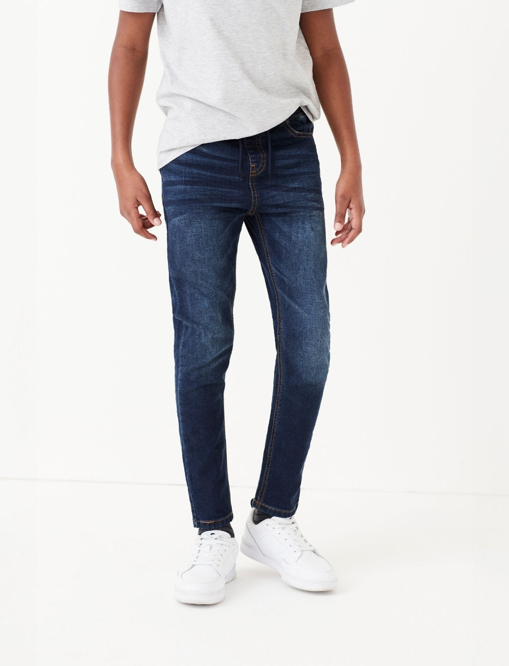 Indigo Blue Skinny Fit Stretch Elasticated Waist Jeans