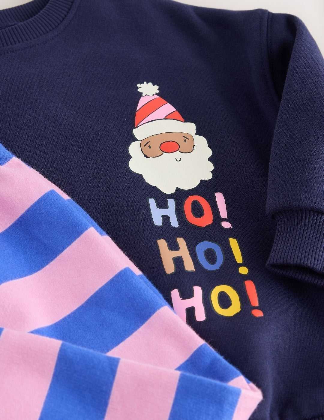 Navy/Purple Christmas Santa Sweatshirt and Wide Leg Joggers