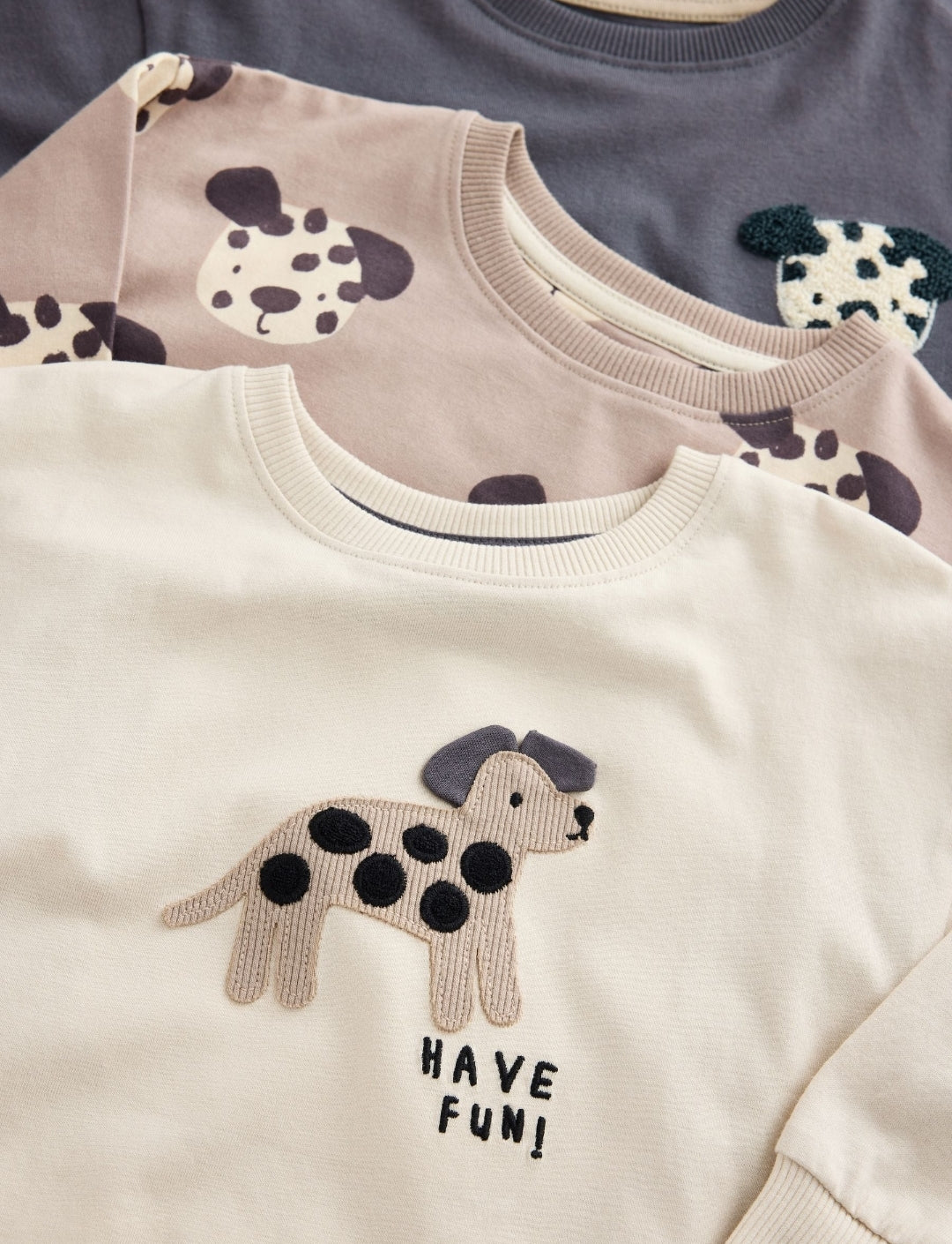 Ecru/Charcoal Mono Dog Oversized Pyjamas 3 Pack