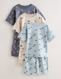 Blue/Ecru Dinosaur Short Pyjamas 3 pack