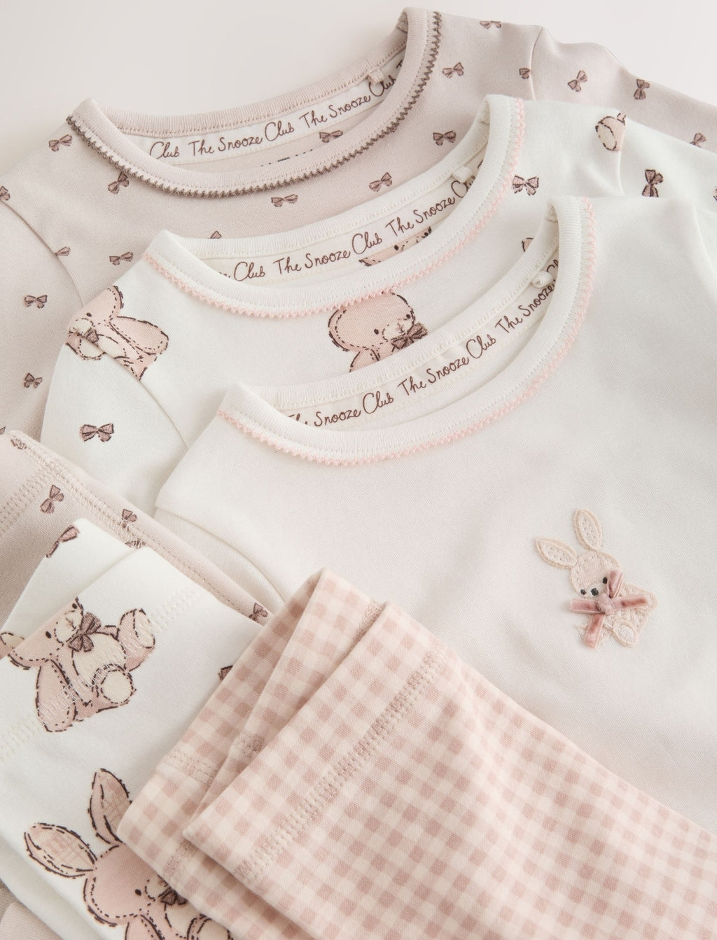 Neutral Bunny Print Snuggle Pyjamas 3 Pack