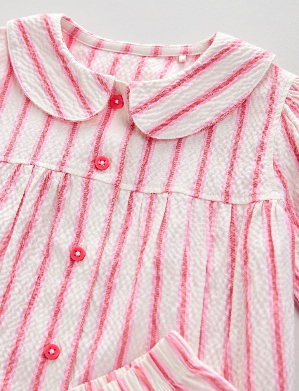 Pink Stripe Woven Button Through Pyjamas