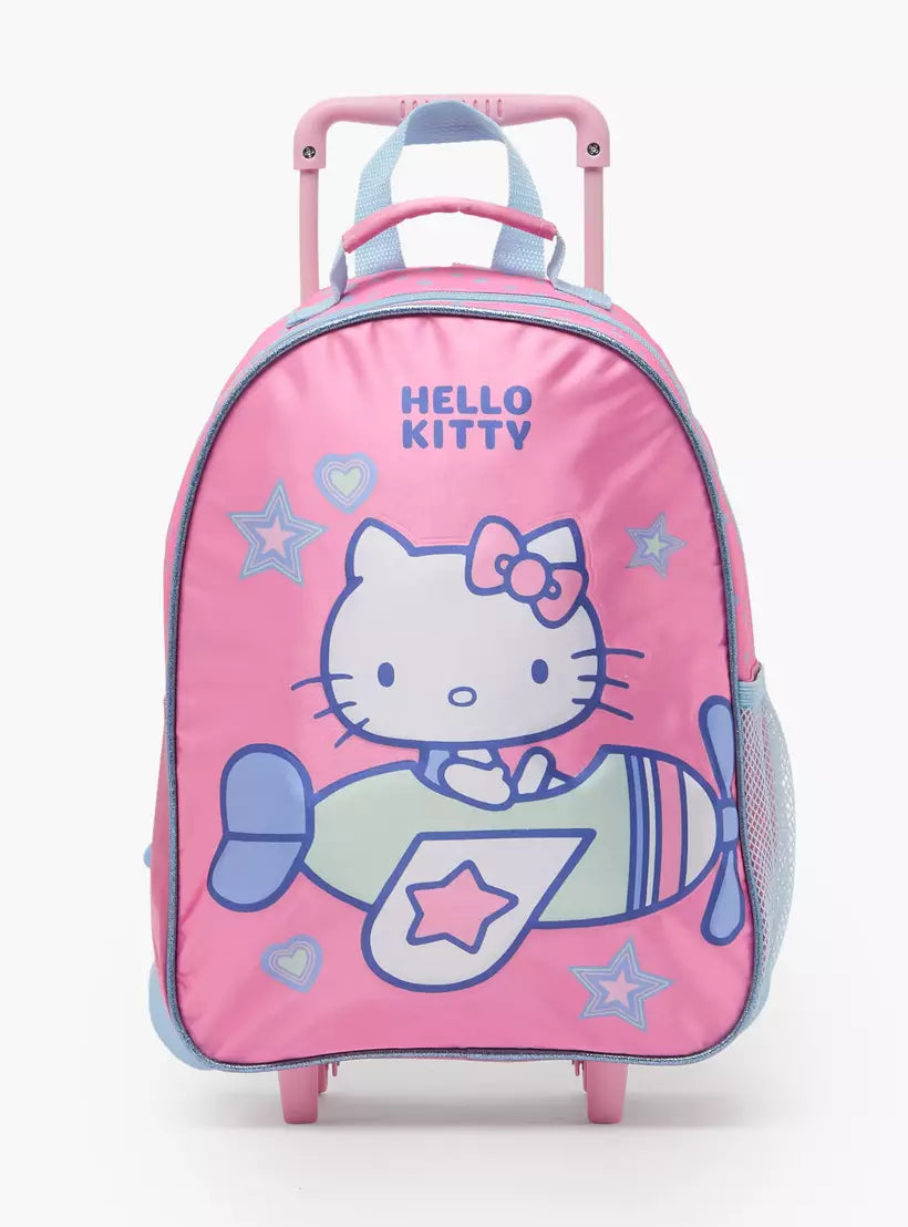 Sanrio Hello Kitty 3-Piece School Trolley Bag Set for Girls 3-5 Years with Lunch Bag - 14 inches