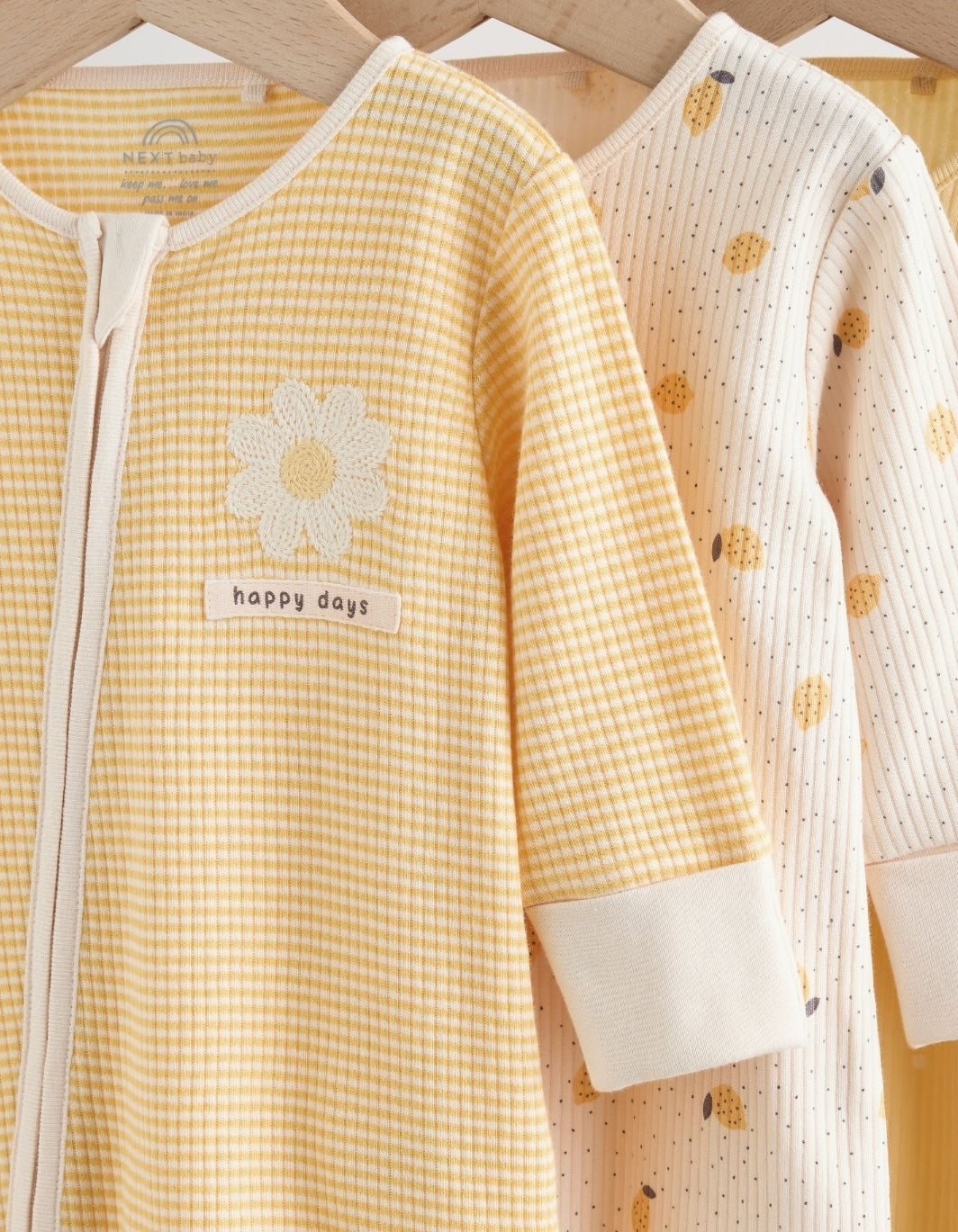Yellow Baby Sleepsuits 3 Pack