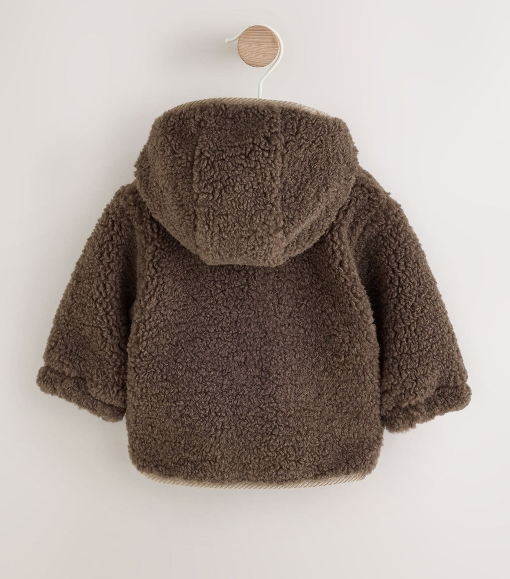 Chocolate Brown Borg Hooded
Fleece Lined Baby Jacket